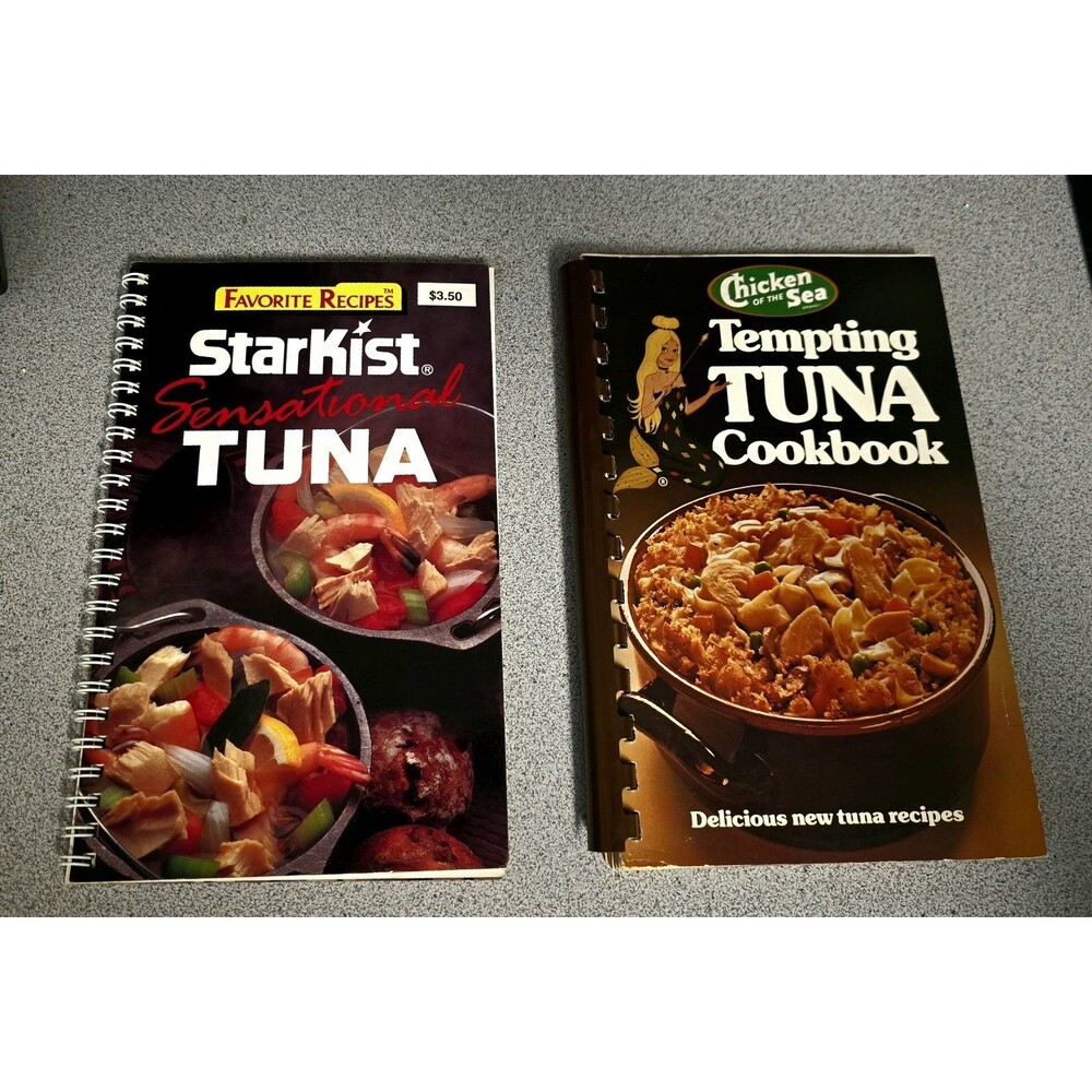 Tempting TUNA 1977 Chicken Of The Sea and 1990 Starkist TUNA Cookbooks Spiral PB